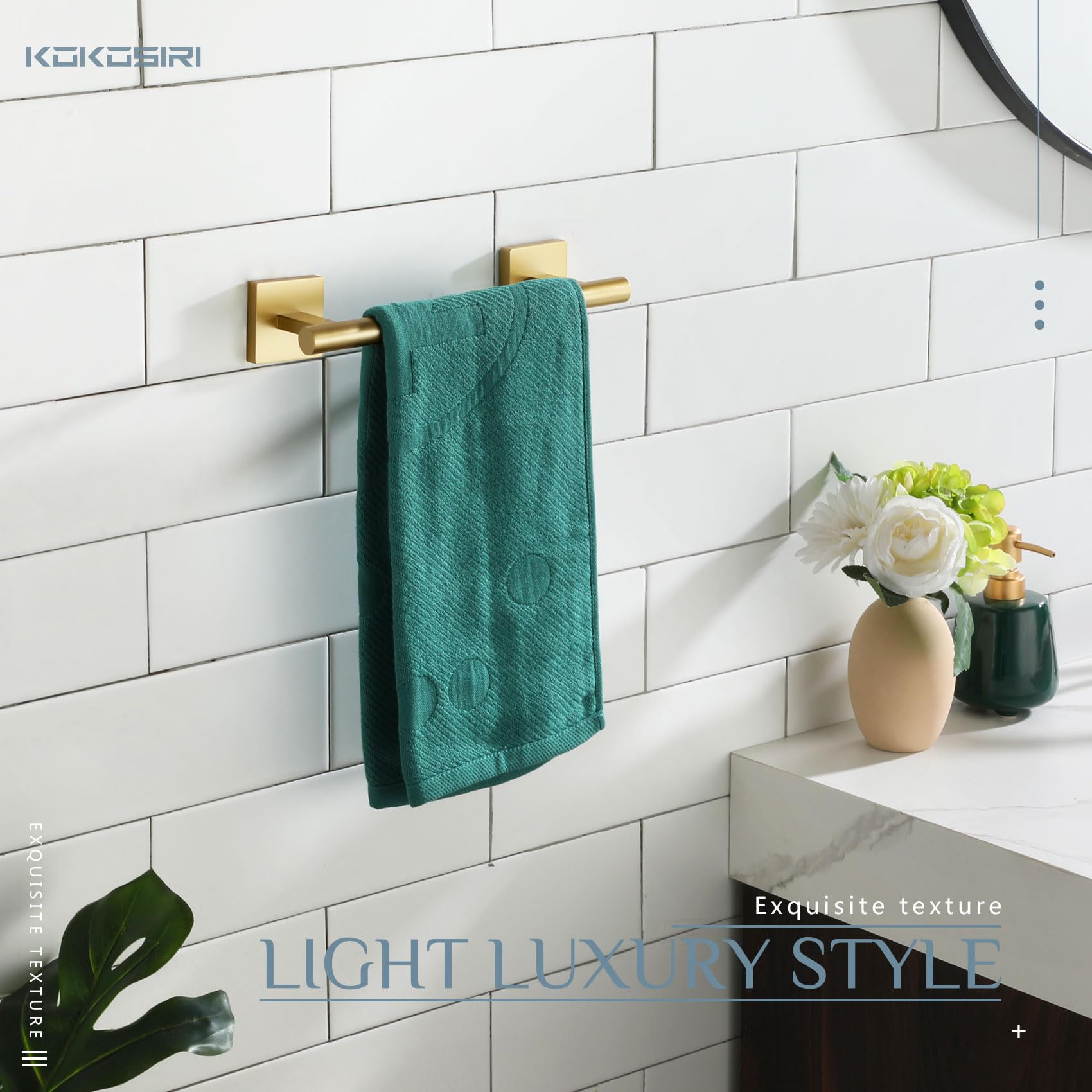 Brushed Gold Towel Rack - Wall Mounted Organizer -3