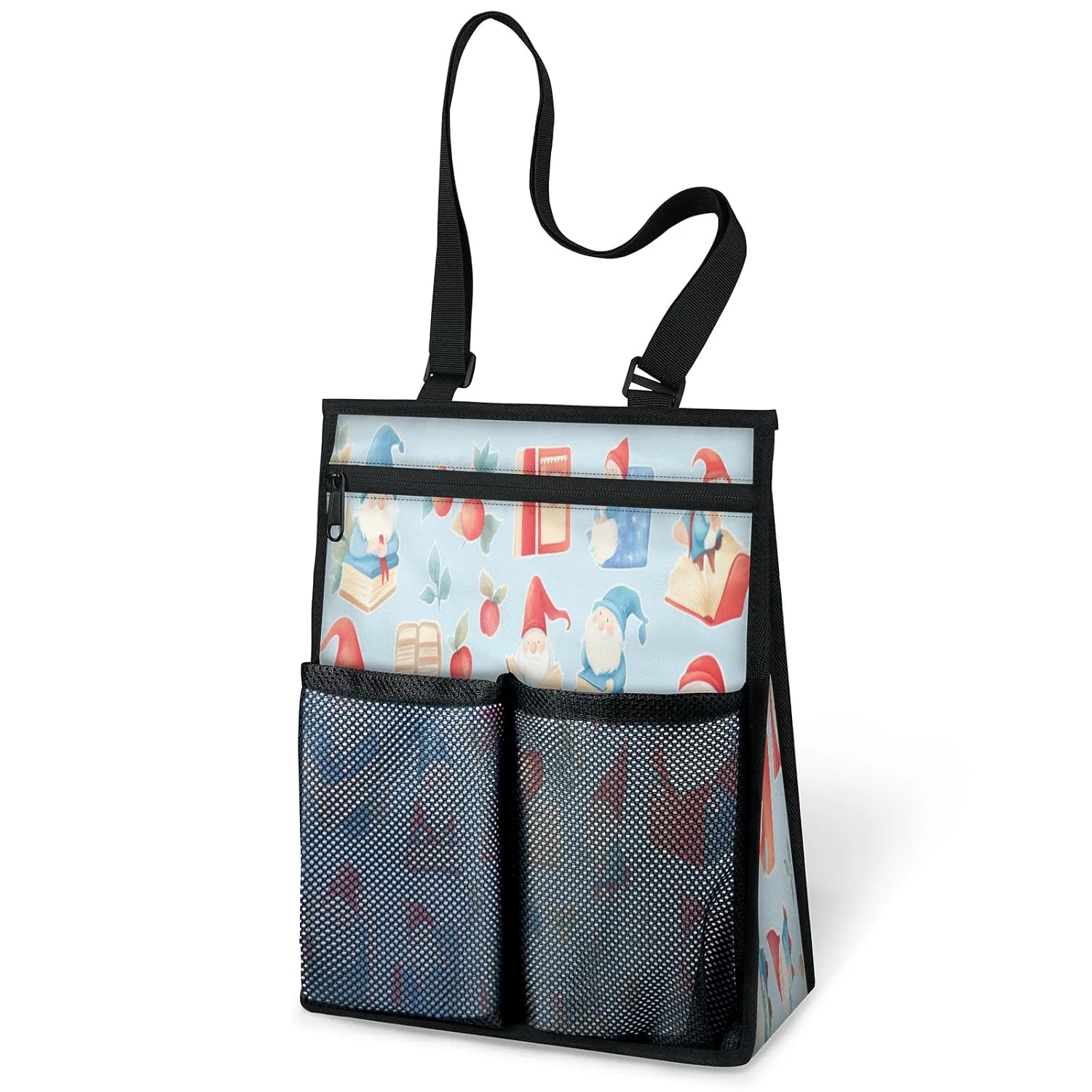 Ourtheme Cute Book Gnomes Portable Shower Bag for Travel Gym Camp Beach Tote Shower Caddy Bags Hanging Toiletry