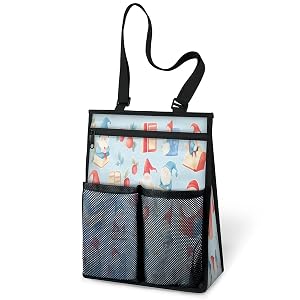Ourtheme Cute Book Gnomes Portable Shower Bag for Travel Gym Camp Beach Tote Shower Caddy Bags Hanging Toiletry