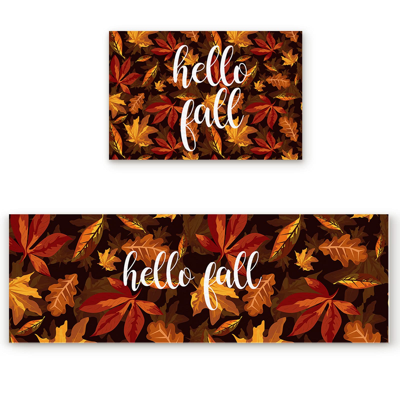 Washable Kitchen Rugs Cushioned Floor Mat,Fall Harvest Thanksgiving Leaf,Waterproof Non-Slip Kitchen Rugs and Mats,Anti Fatigue Comfort Standing Mat Runner for Kitchen/Sink/Laundry,Autumn Maple Leaves