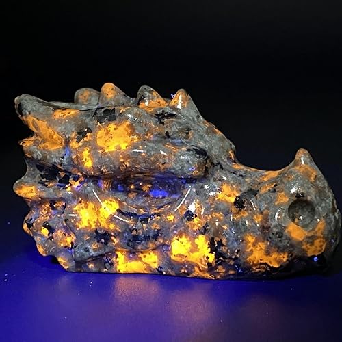 TEAMWILL 3.15" Natural Yooperite tallado a mano dragón cráneo cuarzo cristal curativo 1pc