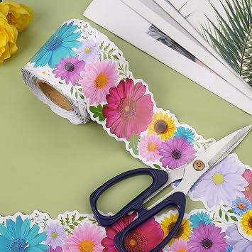 66ft Bulletin Board Borders Daisy Flower Die-Cut Border Trim Classroom Bulletin Board Decoration for Spring Summer Classroom School Wall Home Décor