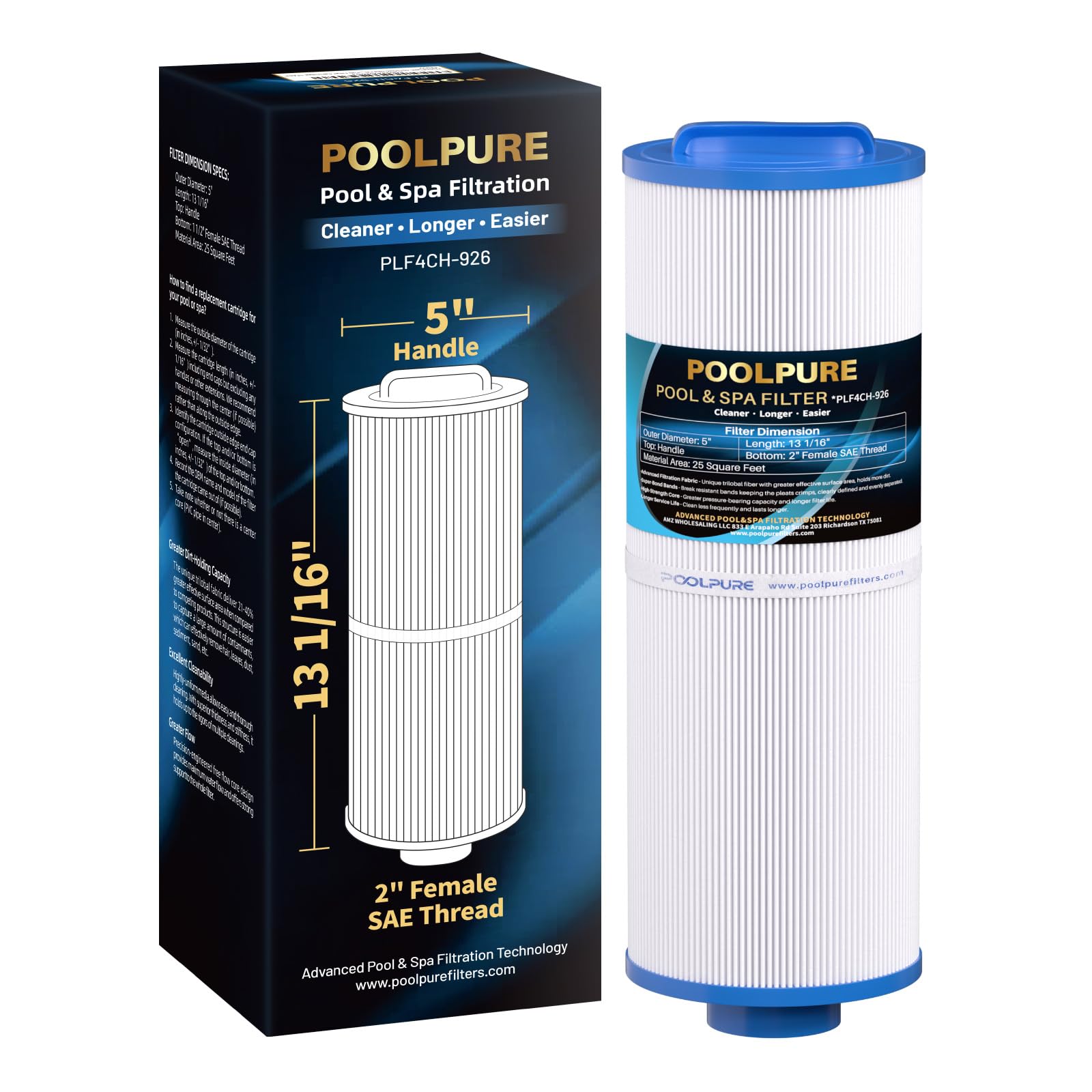 Filtre 4CH-926 Spa cartouche PWW25L Waterway Teleweir 25 pour jacuzzi 1PACK