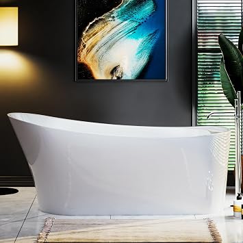 Empava Freestanding Bathtub, 67" Soaking Tub with End Drain & Overflow