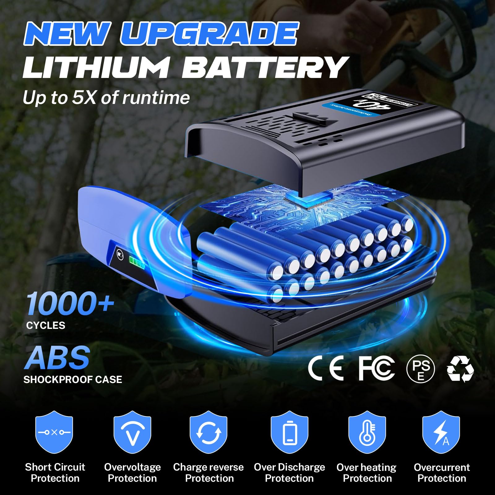 Paquete de 2 baterías de 40 V de 6.0 Ah de repuesto para batería Kobalt de 40 V, compatible con soplador Kobalt de 40 voltios KPM1040A-03 KM-1640-06 KM-4040-06 KB-540-06 KB240-06 Series Cordless Power