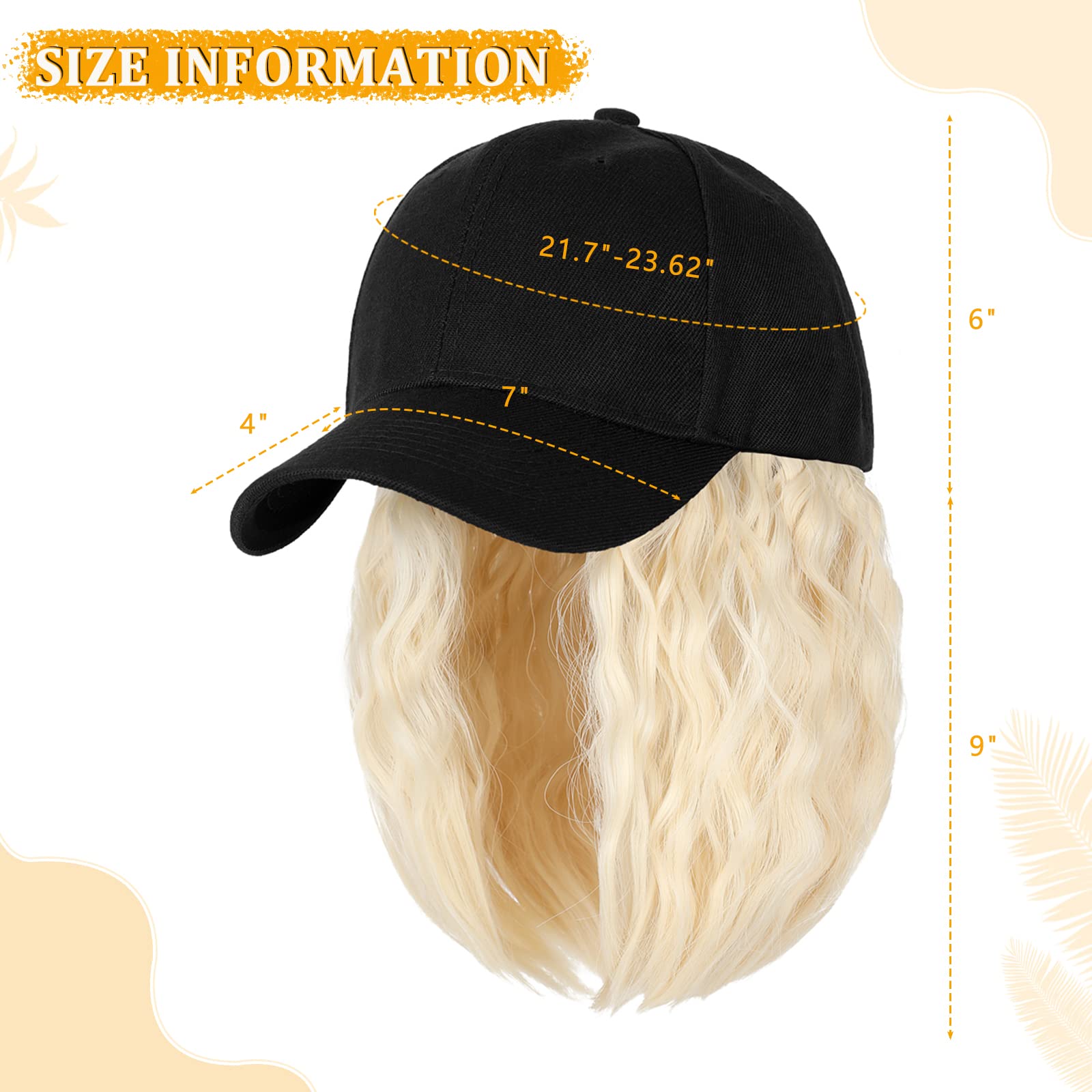 Amazon.com : Lansigreen Baseball Cap with Hair Extensions  display picture 2