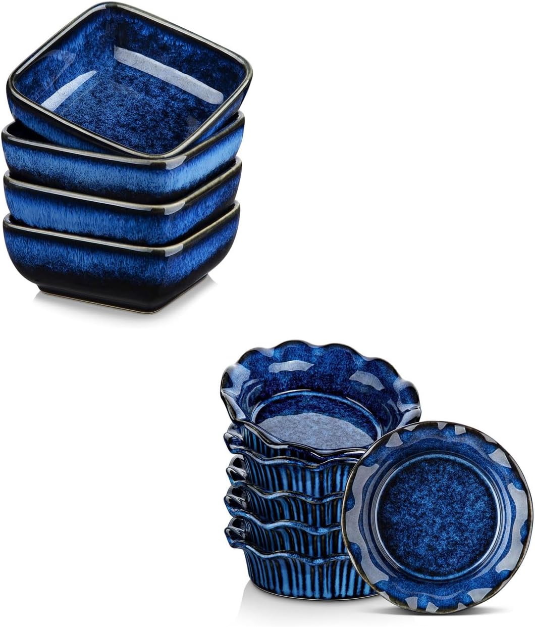 vancasso Stern 6 Oz Dipping Bowls Bundles 5.2 Inch Mini Pie Pans Set of 6