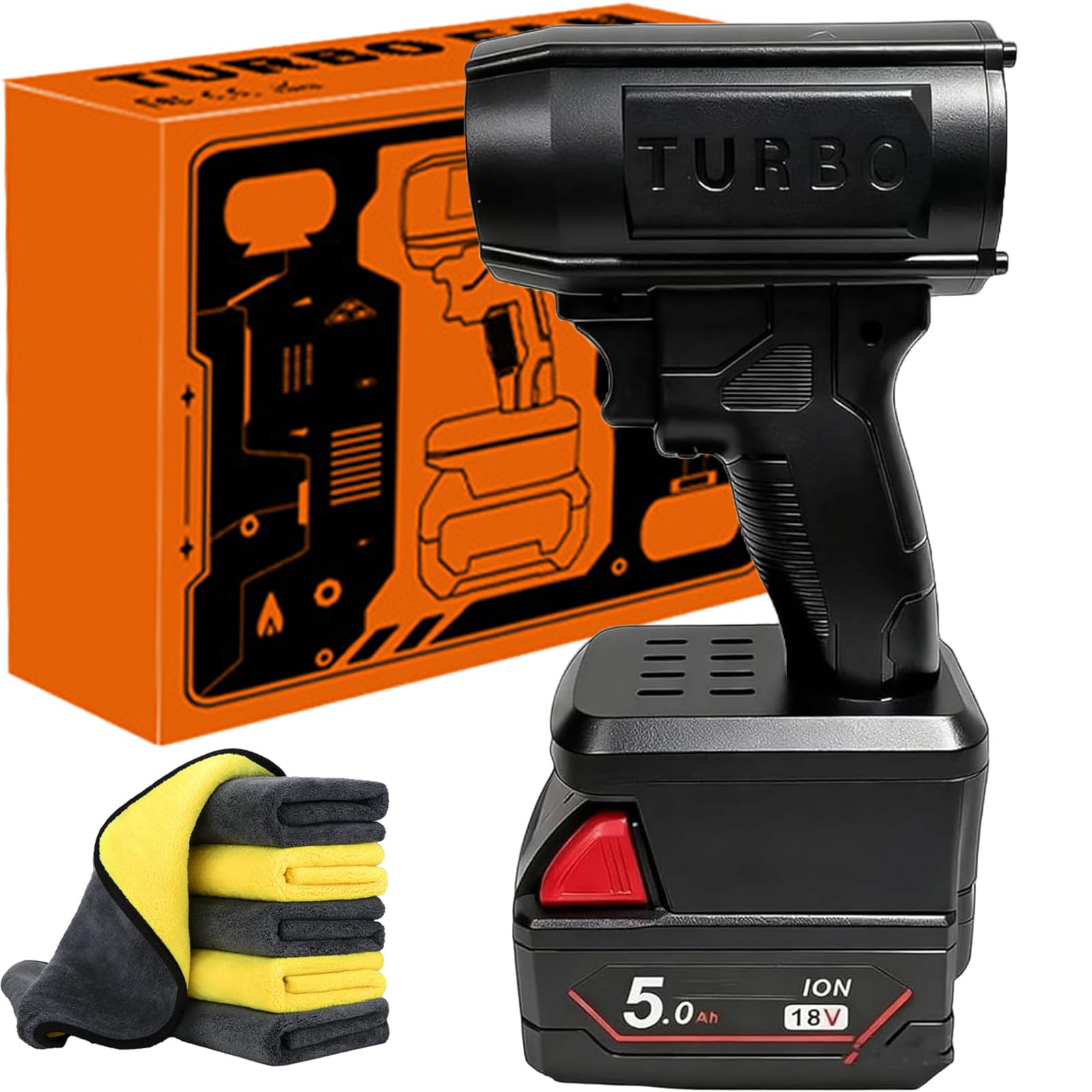 2026 New Turbo Jet Double-Blow V3.0, 20cm Electric Cordless Leaf Blower, Portable Handheld Snow Blower, High-Power Car Jet Blower, 160,000 RPM 200 Mph, for Car, Patio, Snow, Dust (for Milwaukee)