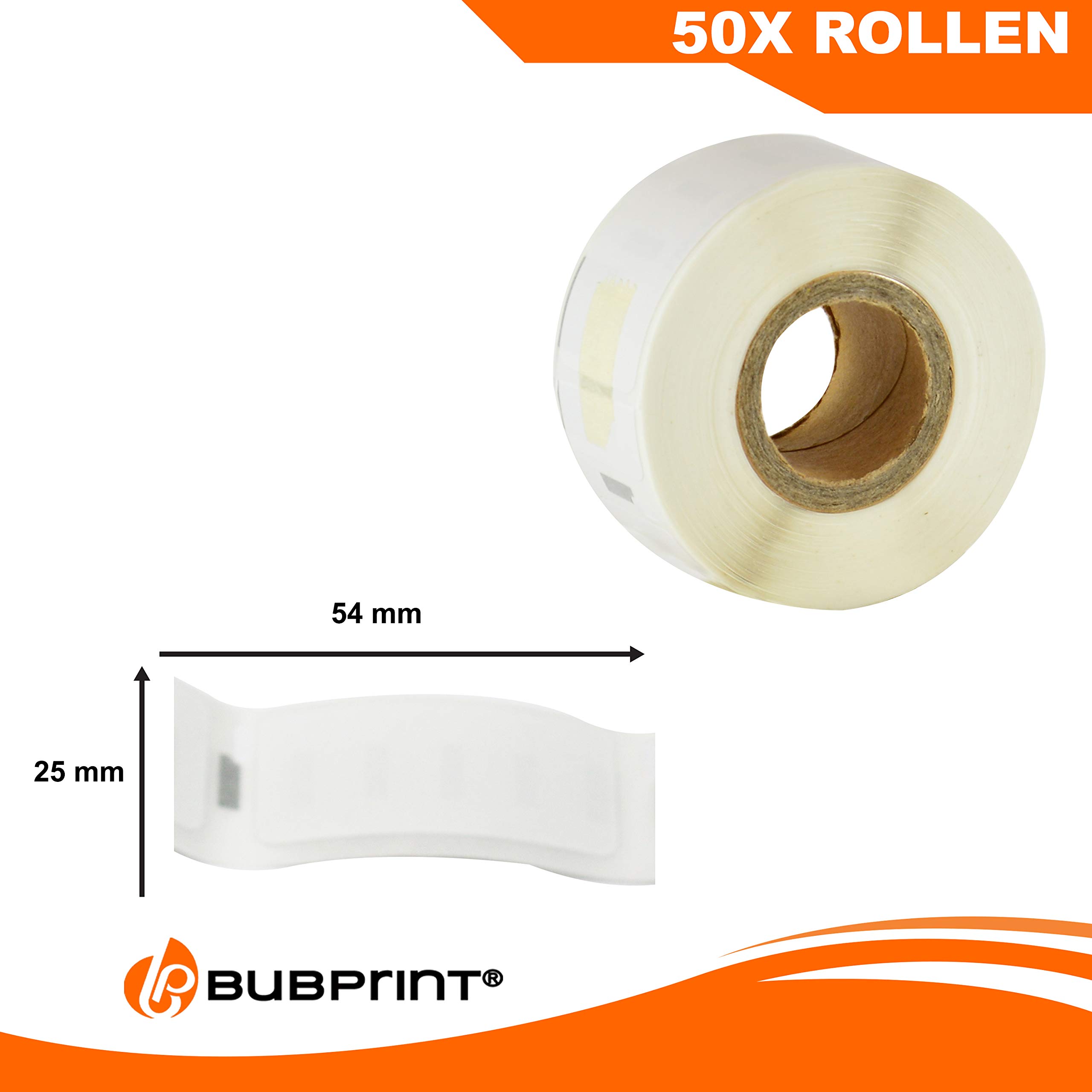 Bubprint 50 Etiketten kompatibel mit Dymo 11352 S0722520 25x54mm | Passend für Labelwriter 310 320 330 Turbo 400 Twin Turbo Duo 450 SE450
