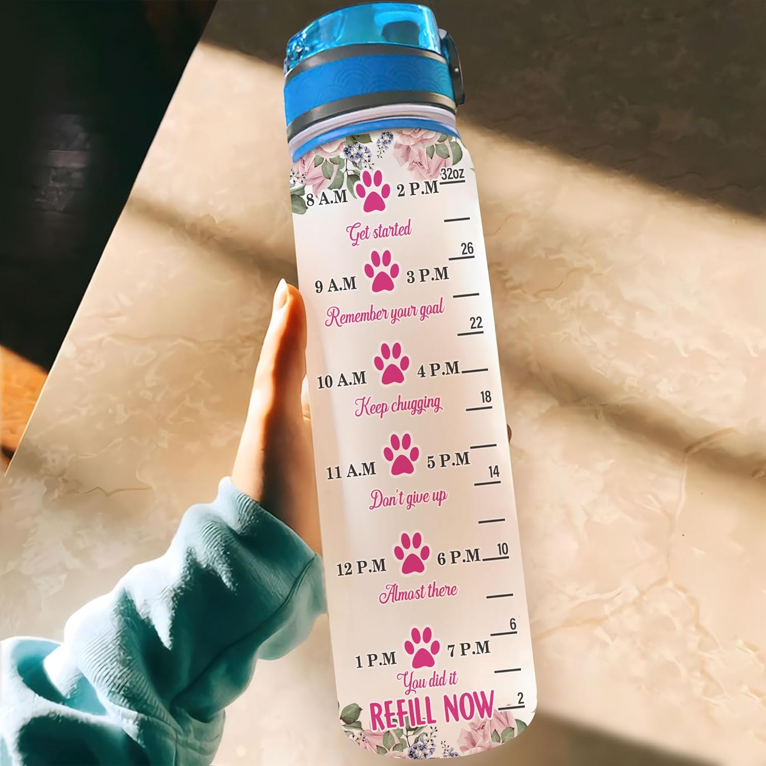 Hyturtle Personalized Born To Be A Stay At Home Dog Mom Forced To Go To Work Nurse 32oz 1Liter Motivational Water Bottle, Water Bottle Funn 5.7 x 7 x29.5(cm)
