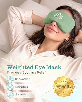 Weighted Lavender Eye Pillow, Linen Flaxseed Eye Mask for Sleeping | cooling & heating pad | meditation spa & relaxation gifts | aromatherapy | thoughtfully wellness gift | embroidery breathable