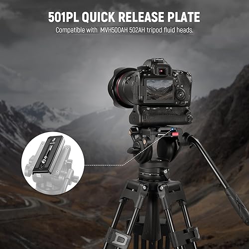 Miniatura 6 de Neewer Paquete de 2 placas de liberación rápida para trípode 501PL compatibles con Manfrotto MVH500AH 502AH, placa de montaje de cámara con