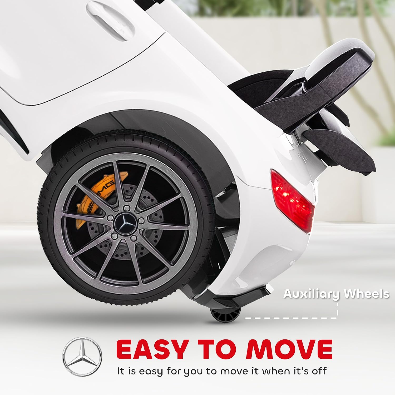Qaba Mercedes-Benz AMG GTR Licensed 12V Kids Ride on Car, Battery Powered Electric Car for Toddlers with Remote Control, Transport Wheels, Soft Start, Lights, Music, Horn for 3-6 Years, White