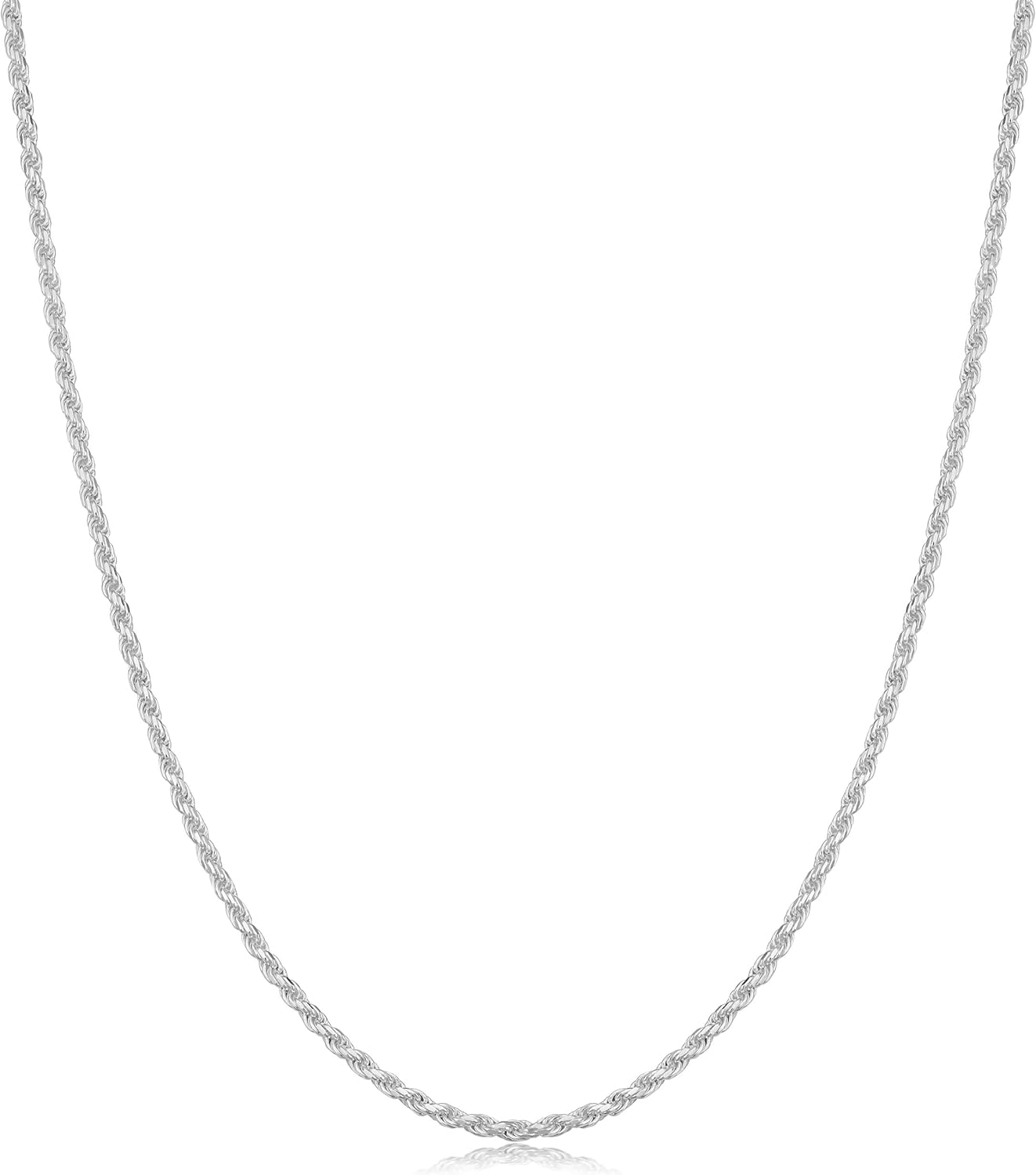 Kooljewelry Womens Chain Elegant Rope Chain - Sterling Silver Diamond-Cut Rope Chain Necklace Bracelet Anklet