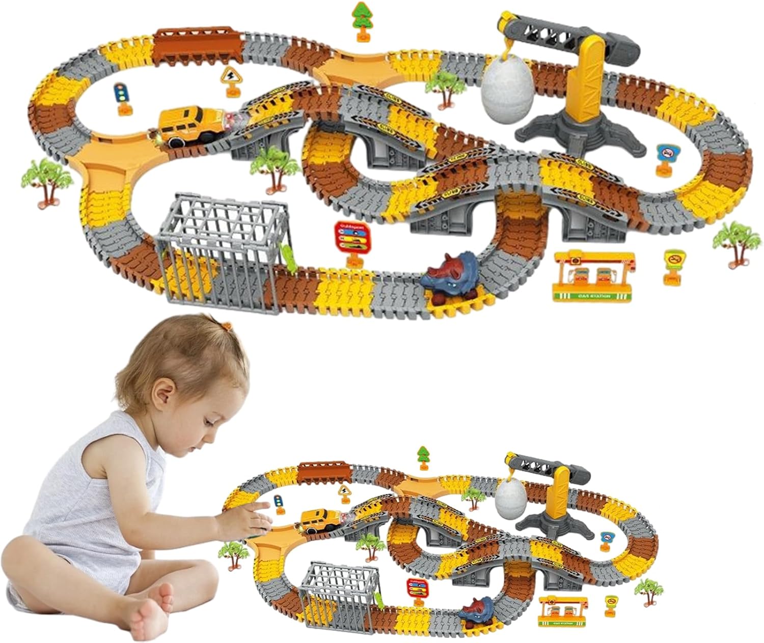Toy Car Race Track Puzzle Dinosaur Toy Car Tracks Rail Car Track Toy