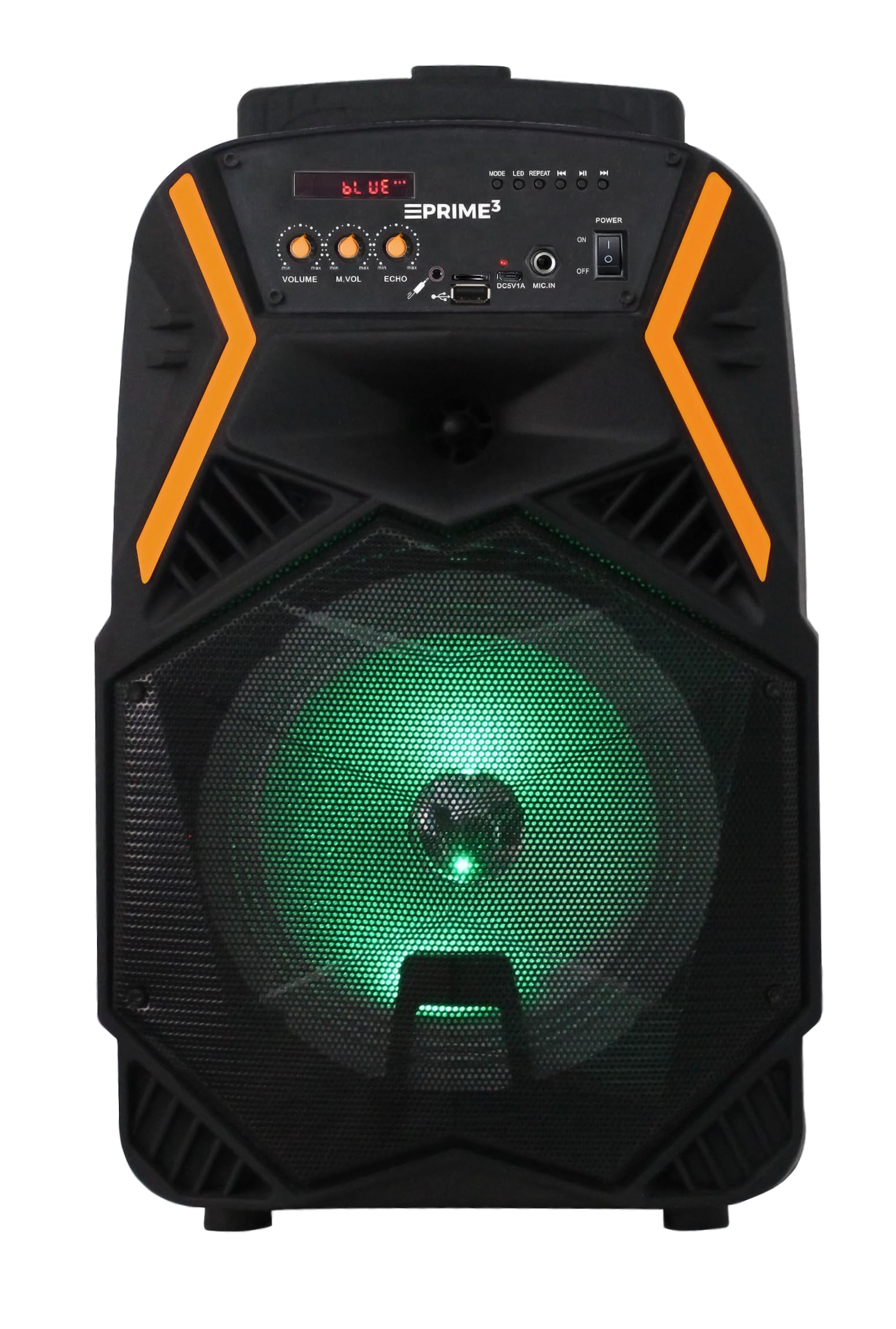 PRIME3 -Głośnik Bluetooth - System Audio i Karaoke - 1600 W P.M.P.O., Mikrofon Bezprzewodowy, Oświetlenie LED, USB, AUX, microSD, Equalizer i Pilot w Zestawie - APS22 BLAZE
