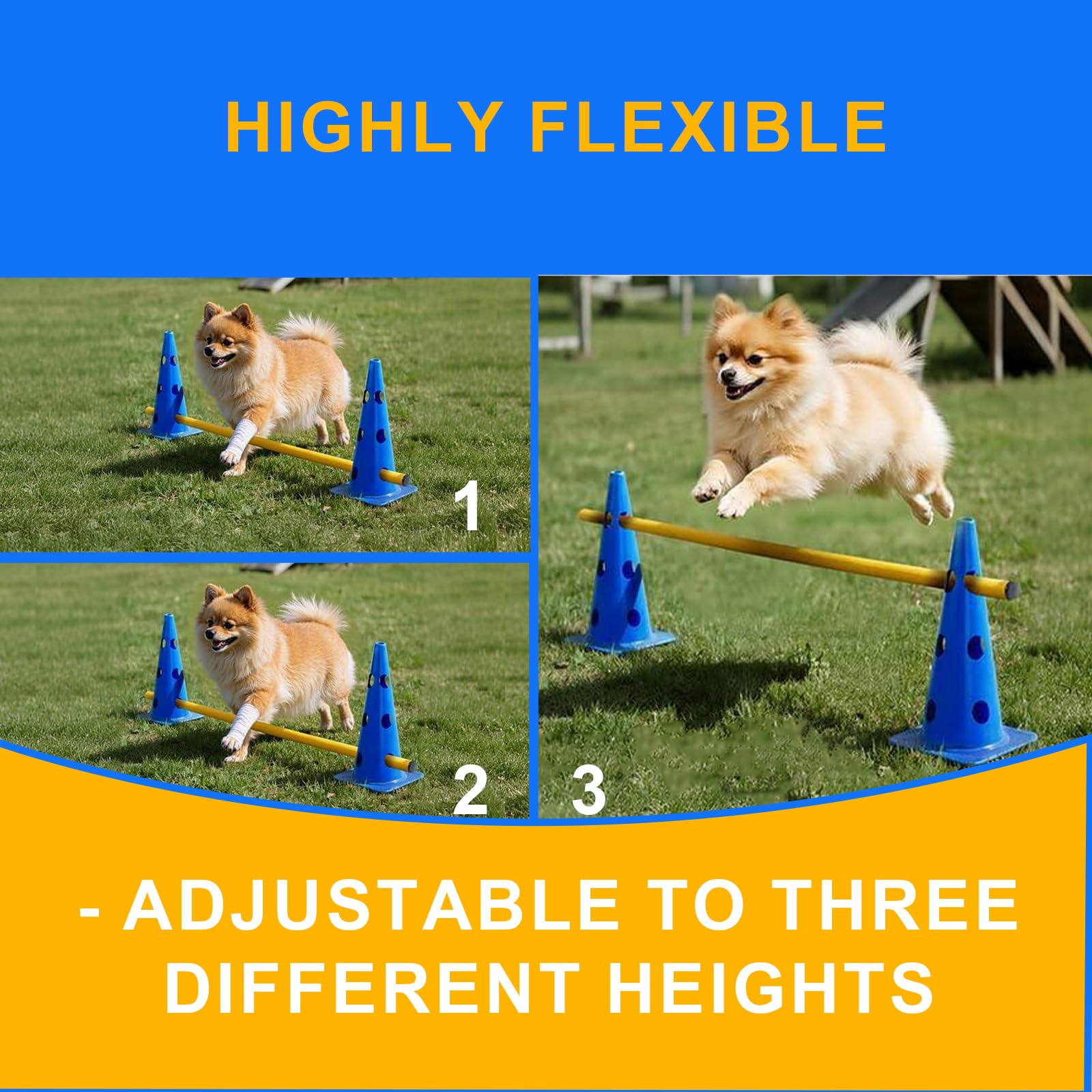 Set di Agility per Cani, Slalom e Ostacoli, 10 Coni 32cm, Accessori Allenamento Calcio