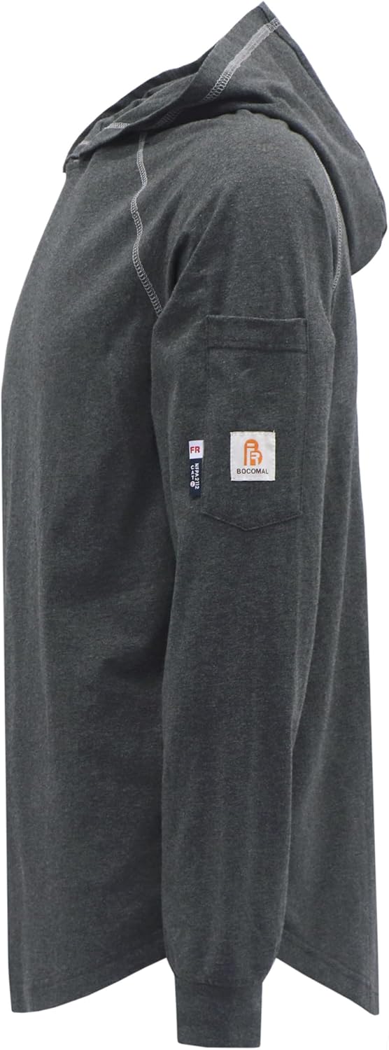 BOCOMAL FR Hooded T Shirts Heather Series 6oz Flame Resistant NFPA2112 CAT2 Fire Retardant Hoodies Work Shirt - Image 3