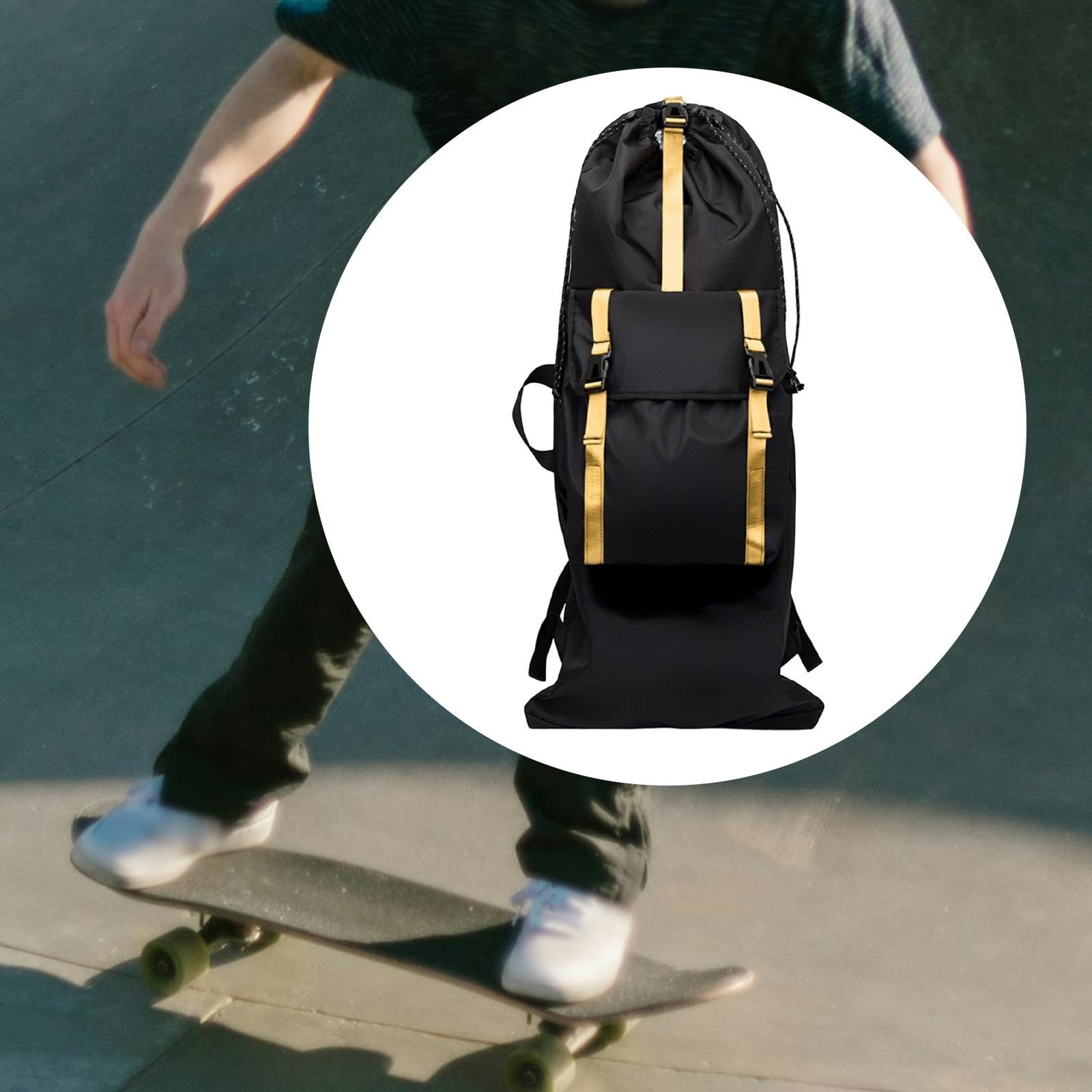 Sac à Dos pour Skateboard avec Grand Compartiment pour Longboard, Sac de Transport Résistant et Imperméable, Bandoulière Réglable, Double Tissu Oxford
