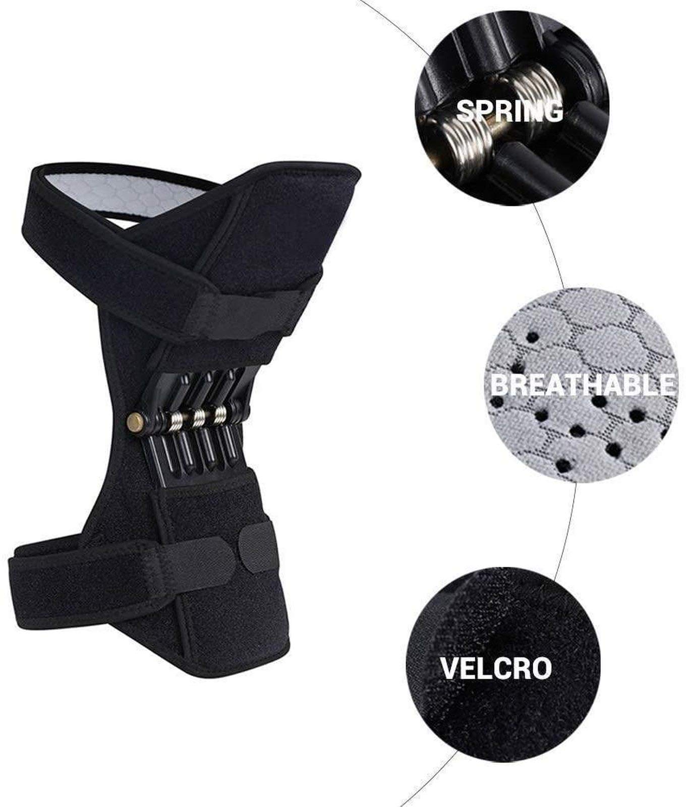 Rodillera de resorte para entrenamiento de fitness, almohadilla de apoyo articular para senderismo, correr, escalada, escaleras, gimnasio, sentadillas (1 par)