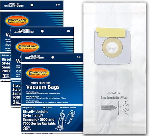 EnviroCare Bolsas de polvo de repuesto para aspiradora de microfiltración diseñadas para adaptarse a los montantes Bissell estilo 1 y 7, paquete de 9