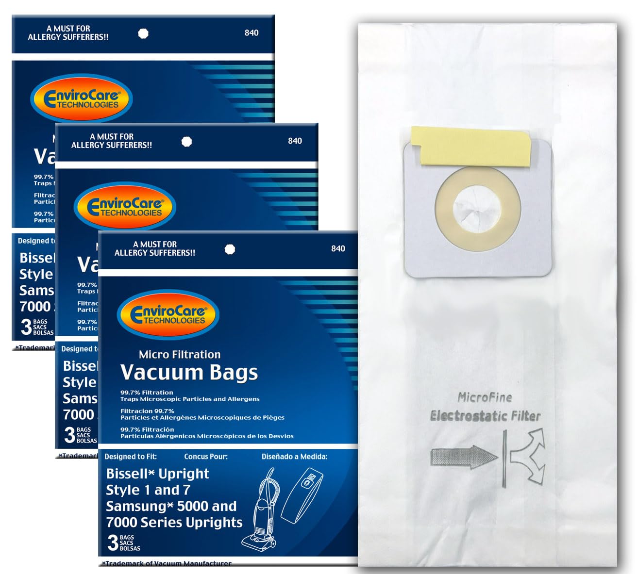 EnviroCare Replacement Micro Filtration Vacuum Cleaner Dust Bags Designed to Fit Bissell Style 1 and 7 Uprights 9 Pack