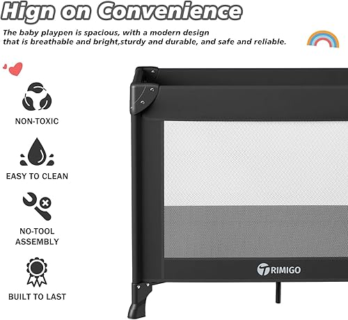 Miniatura 6 de Cuna de viaje portátil y corralito Cama de viaje plegable segura para bebés con colchón, malla transpirable Cama de bebé compacta y ligera Empaca