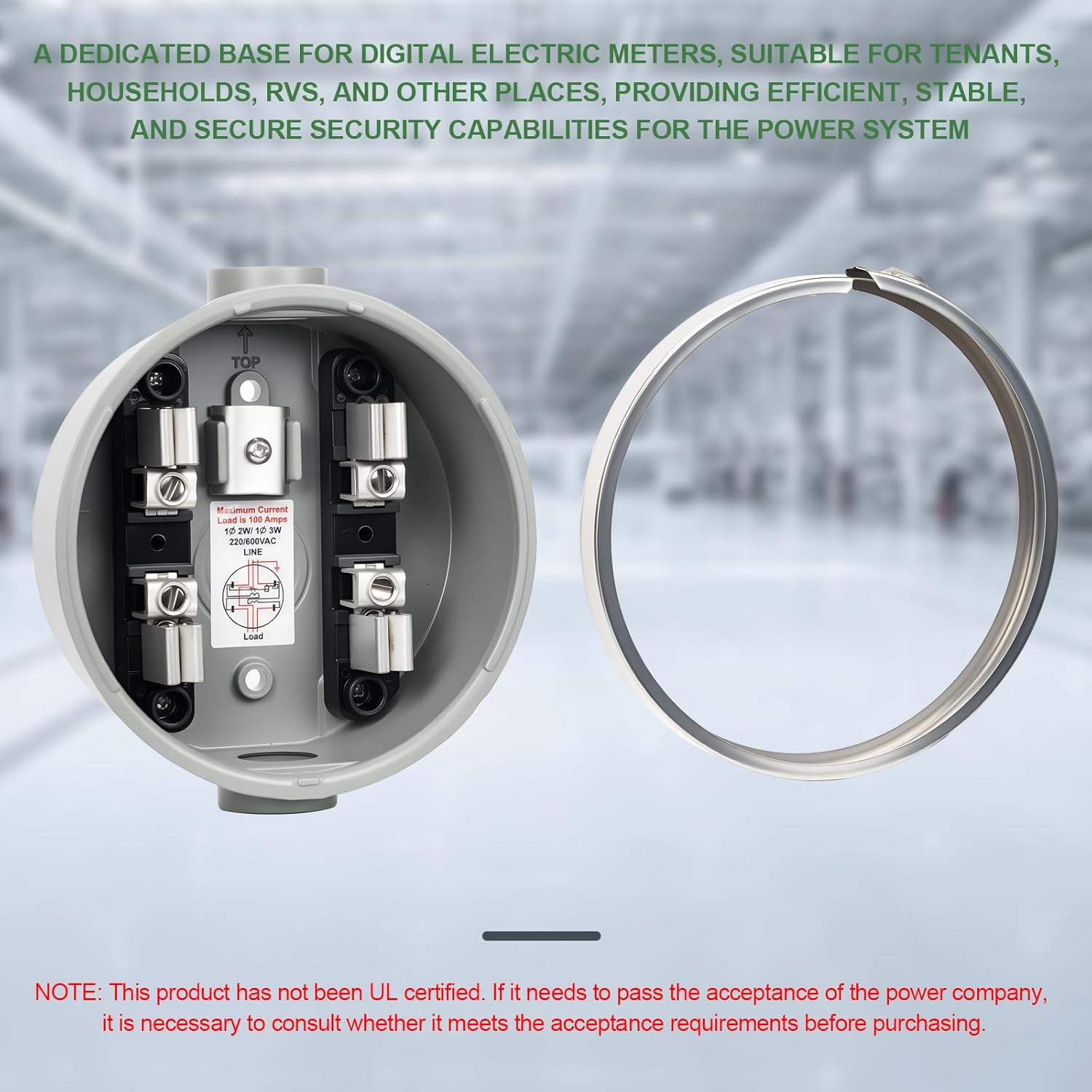 100 Amp,4 Jaw Meter Base Meter Socket,240v 3 Wire Ringless Type with Horn Bypass Meter and Cover Plate, For Overhead ＆ Underground Feed (0.75 inch)