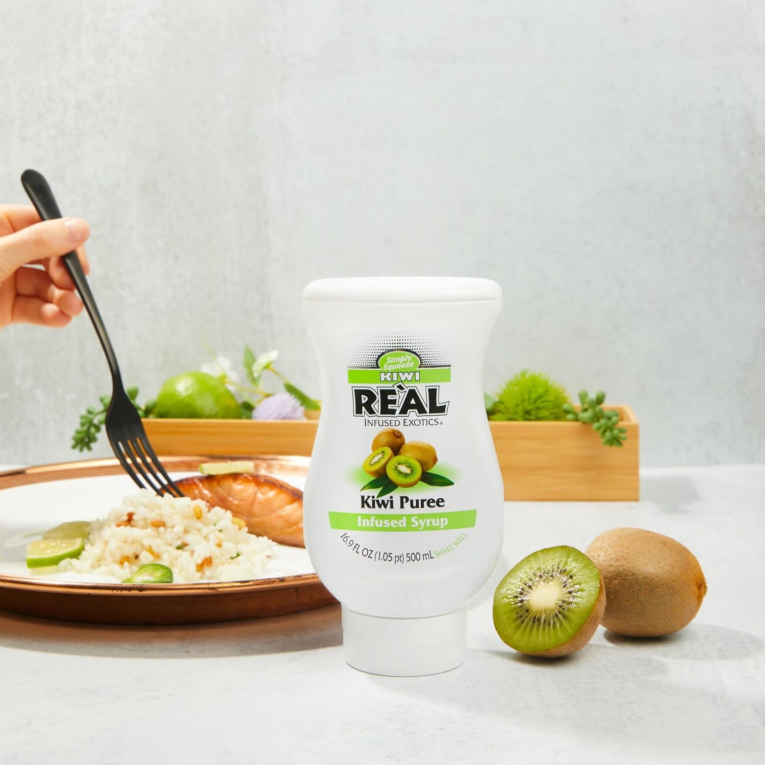 Kiwi Reàl Infused Exotics, Kiwi Puree Infused Syrup, 16.9 FL OZ Squeezable Bottle (Pack of 3)