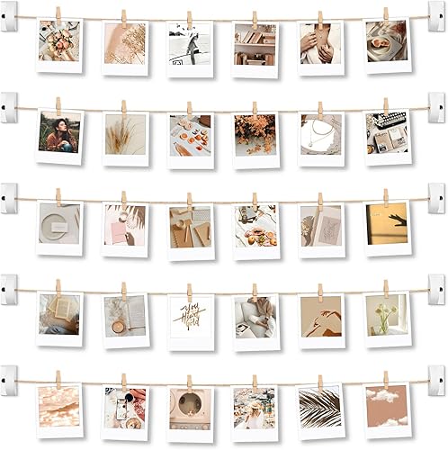 Emfogo Marcos de fotos colgantes para colgar en la pared, 4 x 6 pulgadas para colgar en la pared con 30 clips para pared de varias fotos para