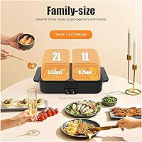 Vista 5 de Electric Hot Pot With Grill, 2 in 1 Indoor NonStick Shabu Pot and Griddle, Dual Temperature Control, for Barbecue, Soup Making