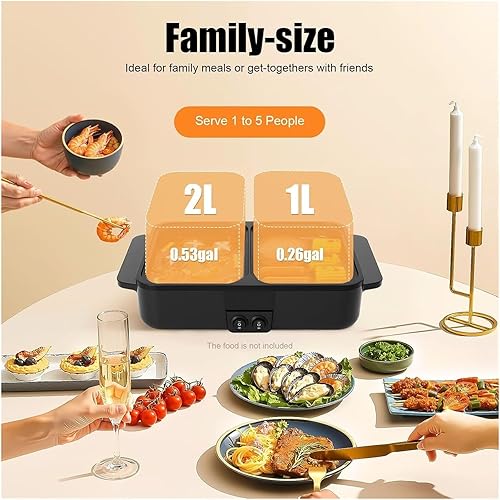 Miniatura 5 de Electric Hot Pot With Grill, 2 in 1 Indoor NonStick Shabu Pot and Griddle, Dual Temperature Control, for Barbecue, Soup Making