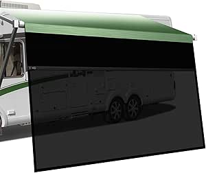 RV Awning Sun Shade Screen With Zipper 9'x15.5' Summer...