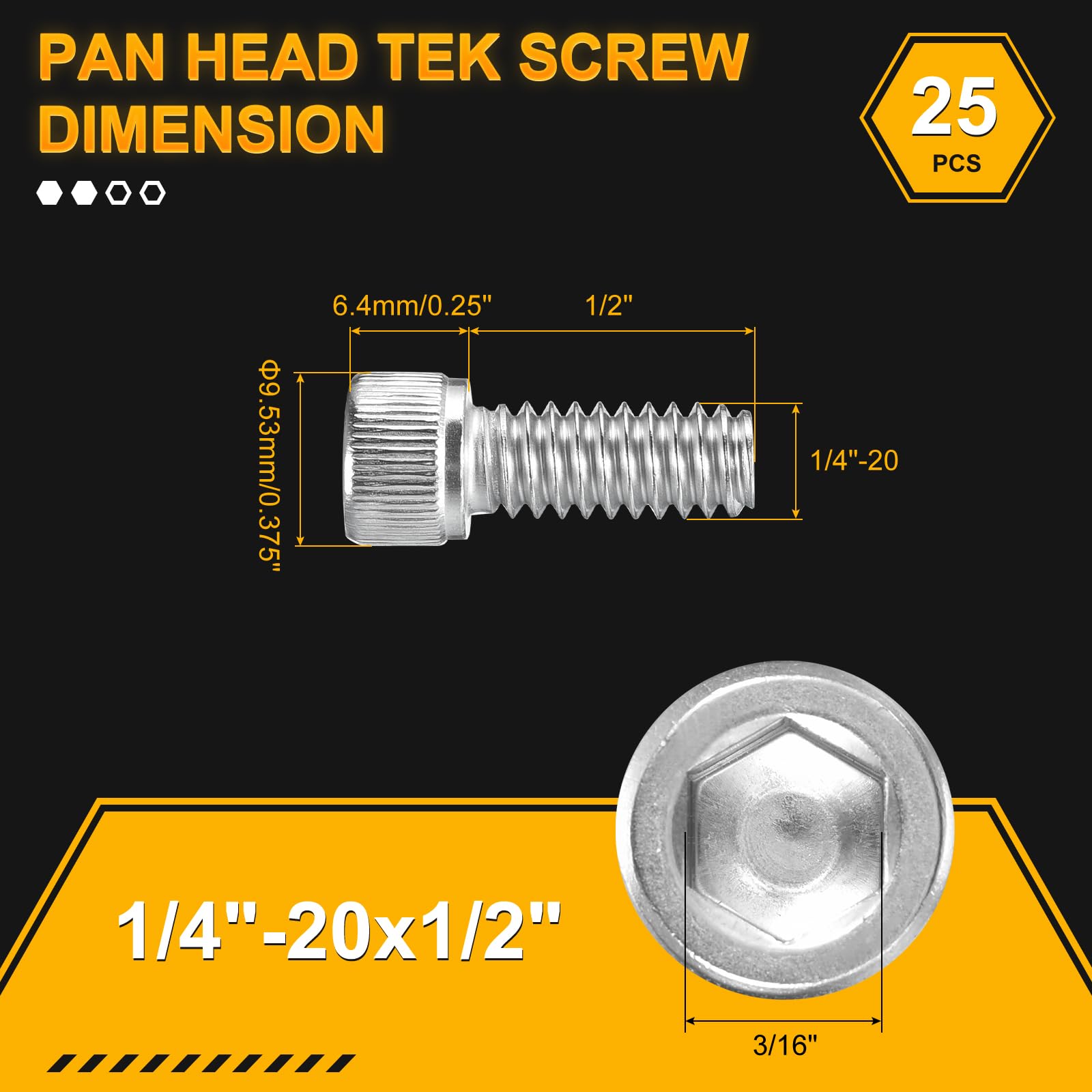 DTGN 1/4"-20x1/2" Socket Head Cap Screws Bolts, 25Pack, Good for Road Bicycle Mountain Bike, Auto, Motorcycle - Image 2