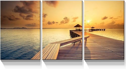 Miniatura 18 de Looife Lienzo decorativo para pared para decoración del hogar, puesta de sol, pintura de pared, lienzo con cascada, imagen impresa en lienzo, 3