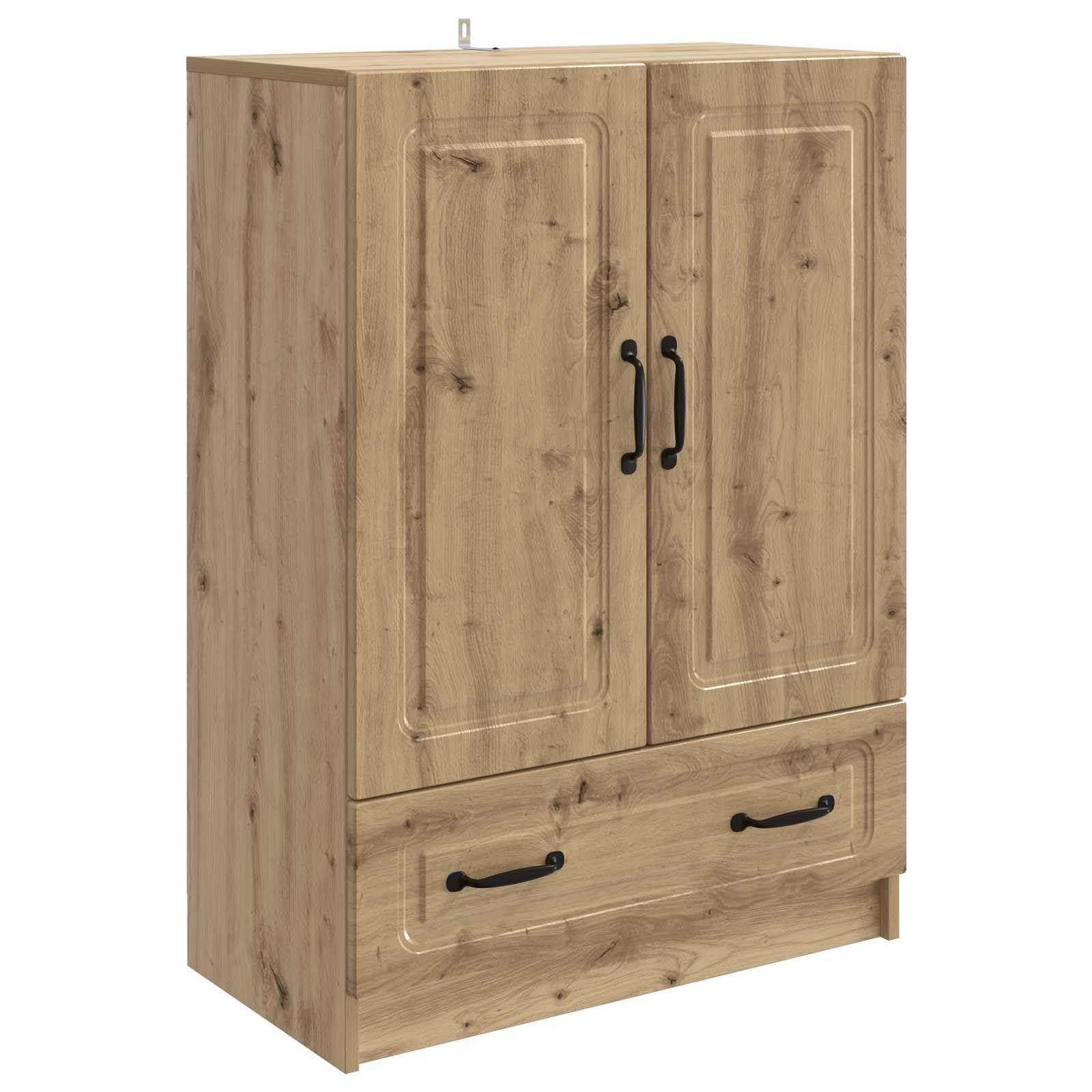 Aparador de roble Artisan de 66 cm con cajón y puertas para almacenamiento en salón