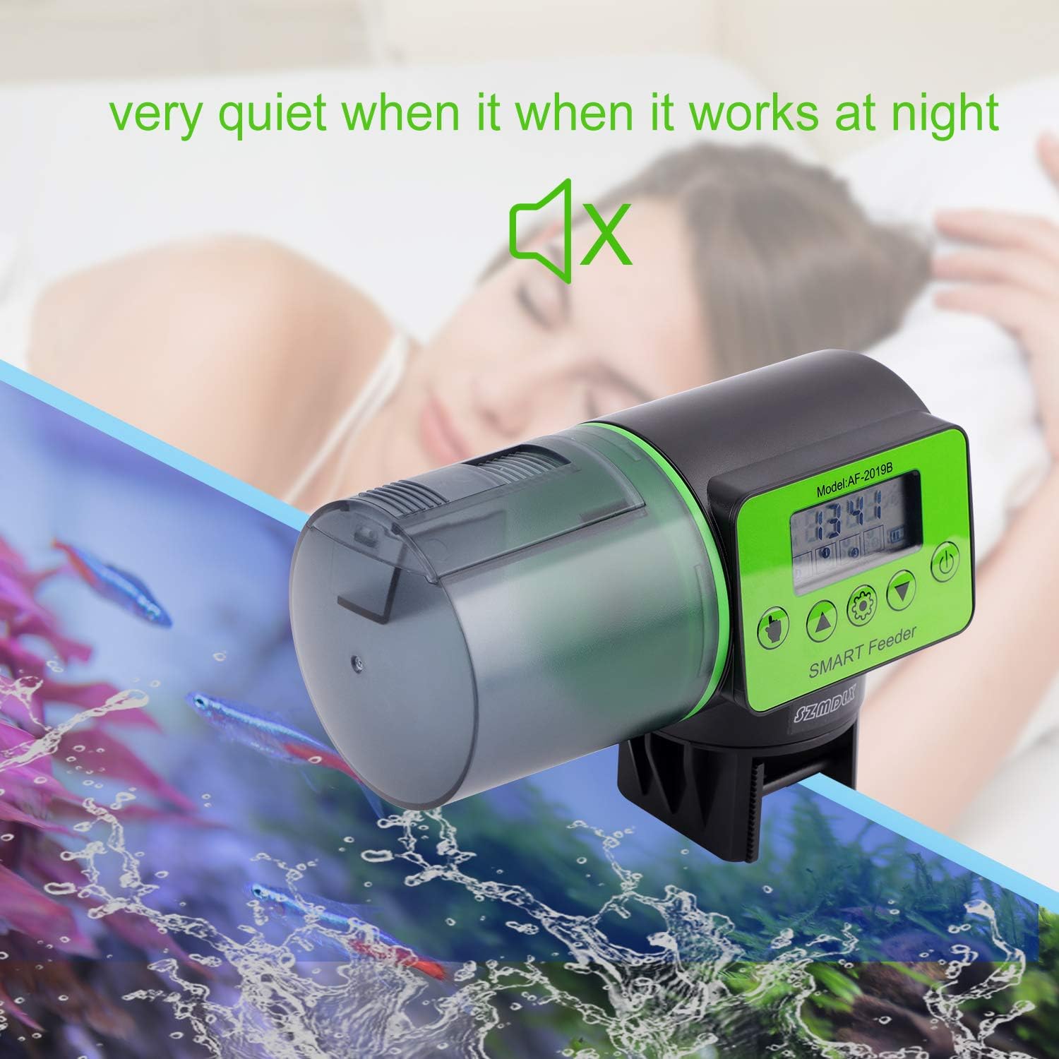Automatic Fish Feeder, SZMDLX Auto Timer Fish Feeder, Moisture-Proof Fish Food Dispenser for Aquarium/Fish Tank on Vacation