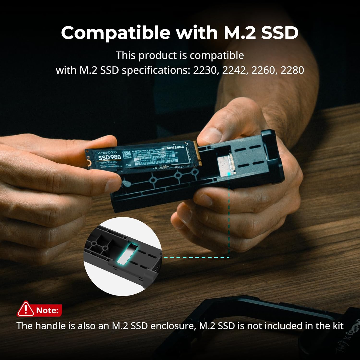 SMALLRIG Rotatable Bilateral Quick Release Side/Top Handle with Wireless Control and M.2 SSD Enclosure, for SMALLRIG HawkLock Mobile Phone Quick Release Ecosystem - 4841