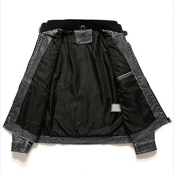 JEShifangjiusu Men's Quilted Moto Faux Leather Biker Jacket Vintage Stand Collar PU Leather Coat Motorcycle Zip Up Jackets