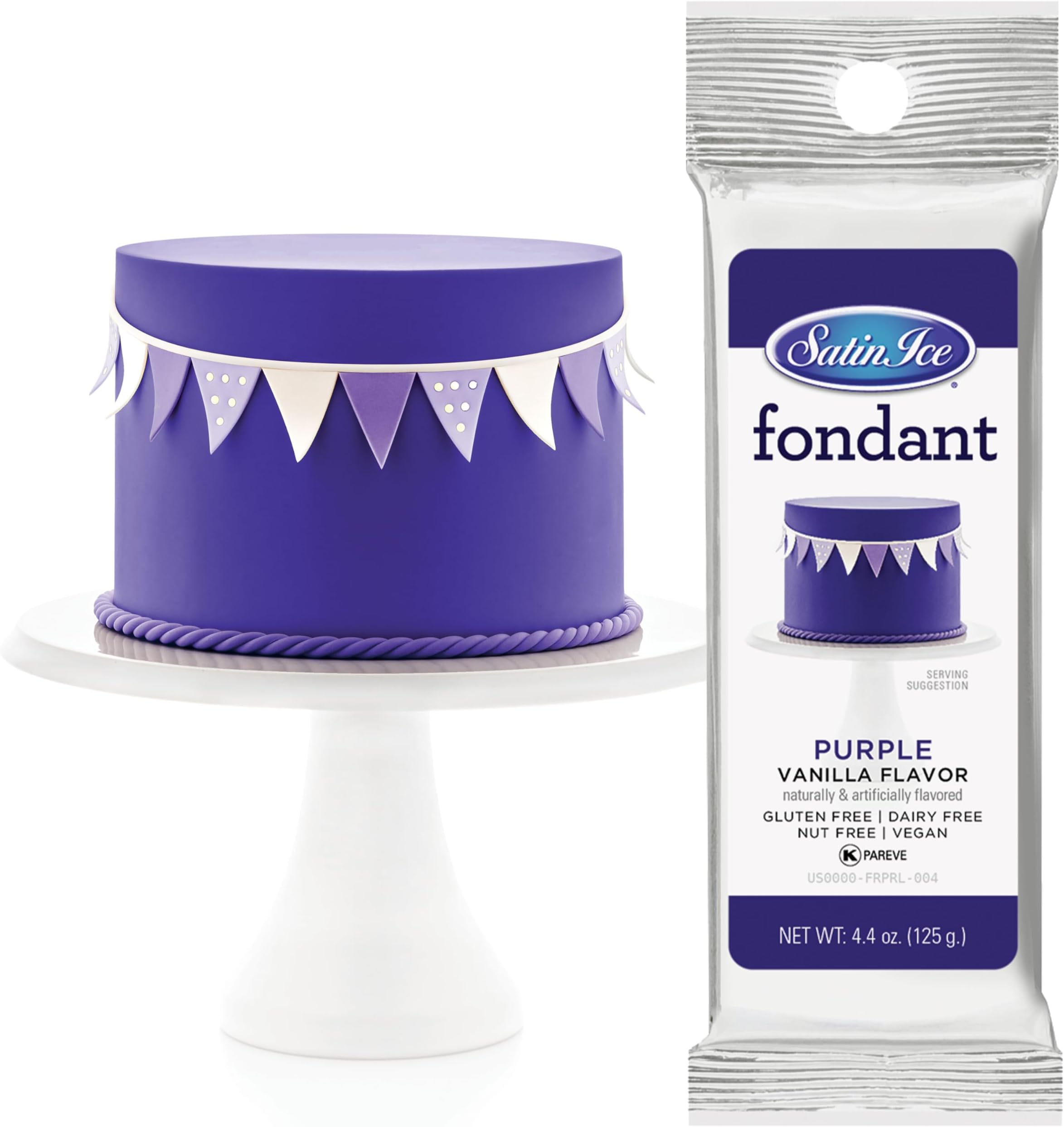 Satin Ice Purple Fondant, Vanilla, 4.4 Ounces
