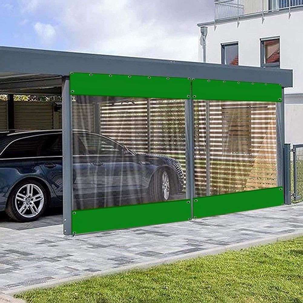 Wash Bay Gardinen, strapazierfähige, transparente Vinyl-Gardinen für Terrassenüberdachungen, wasserdichte Plane mit Ösen für Pergola, Balkon, Veranda, Pavillon - Wetterschutz für den Außenbe