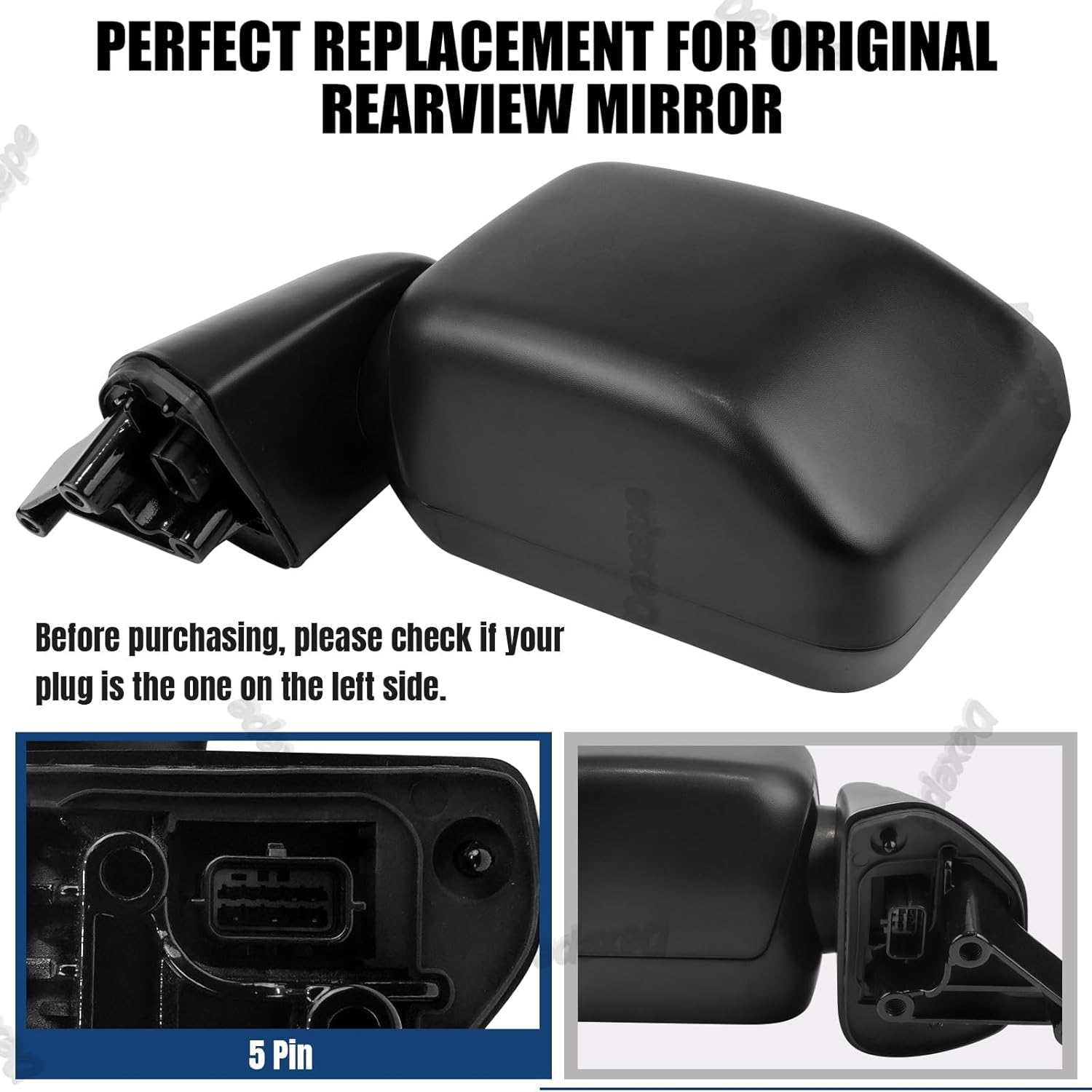 Passenger Side Mirror Assembly Compatible with Jeep Wrangler JL 2018-2021 Gladiator JT 2020-2023 Rear View Mirror with Heated, Power Adjustable Replace 68281890AE, CH1321450 (Right, 5 Pin)