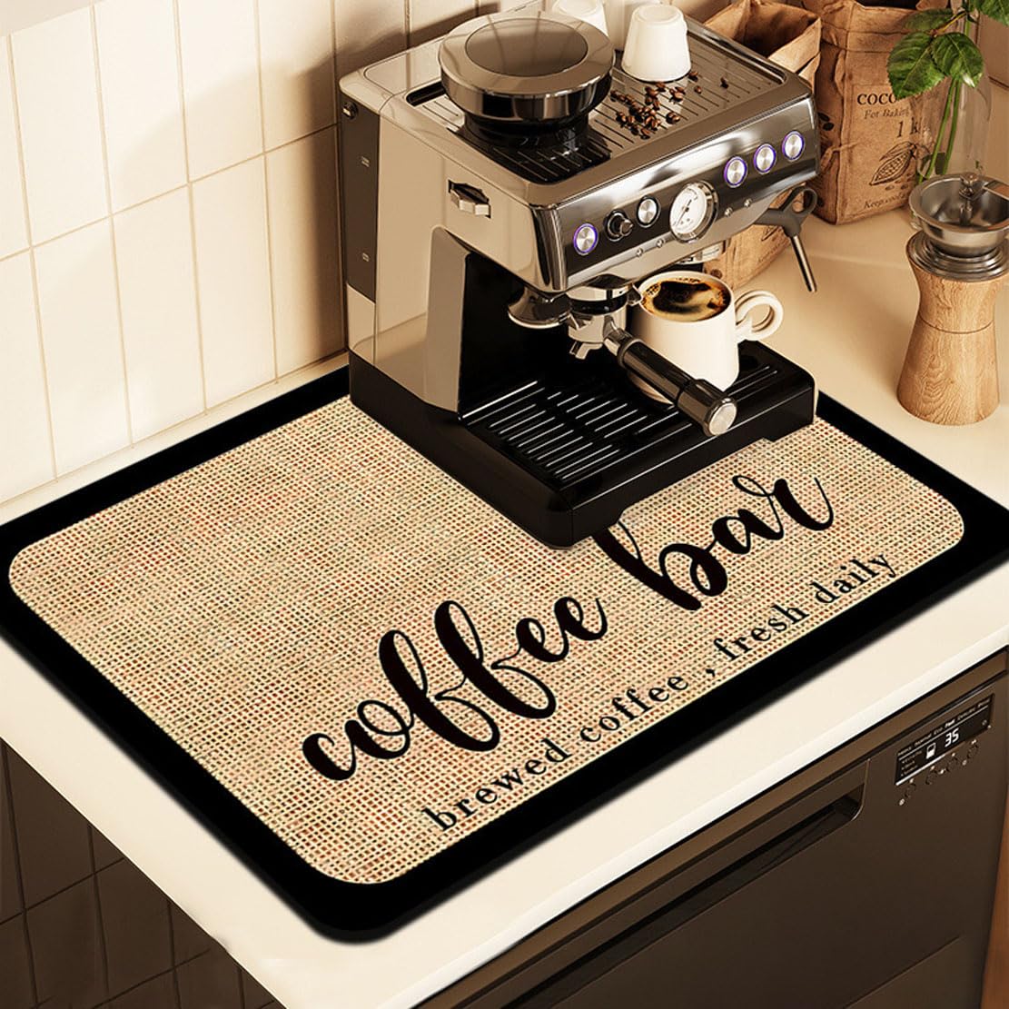 JHzood Super Absorbent Kitchen Counter Mat, Kitchen Draining Mat, Multipurpose Quick Dry Dish Drainer Mat, Quick Dry Kitchen Sink Mat Coffee Machine Mat, For Dish Coffee Bar Worktop (A, 30cm*40cm)