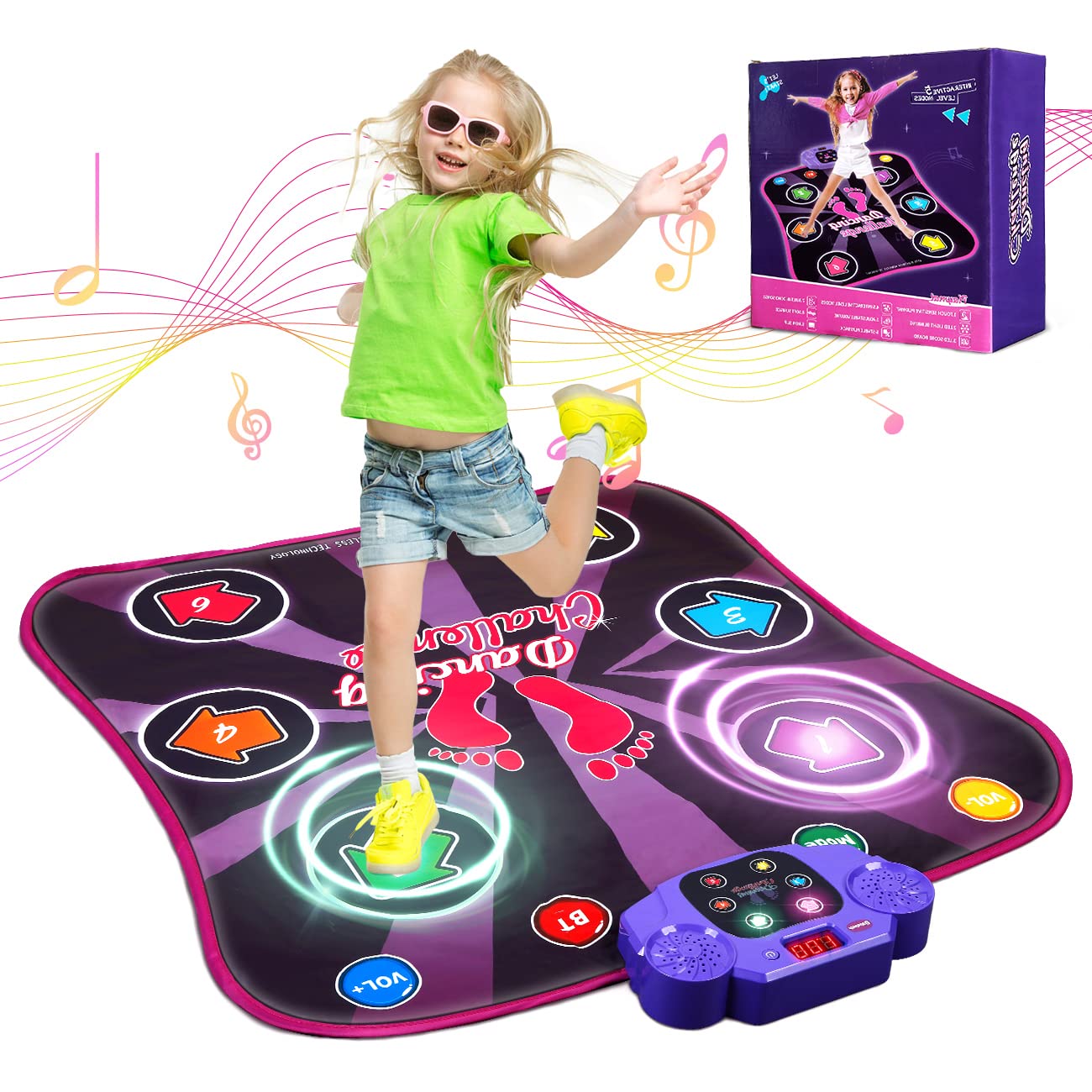 Luvios Dance Mat Girls Toys 8-10 Years Old,Light Up Toys Gifts for 6 Year Old Girls,Dance Games for Kids Ages 4-8 with Bluetooth Music,Easter Gift for 3 4 5 6 7 8 9 10 11 12 Year Old Girls Boys