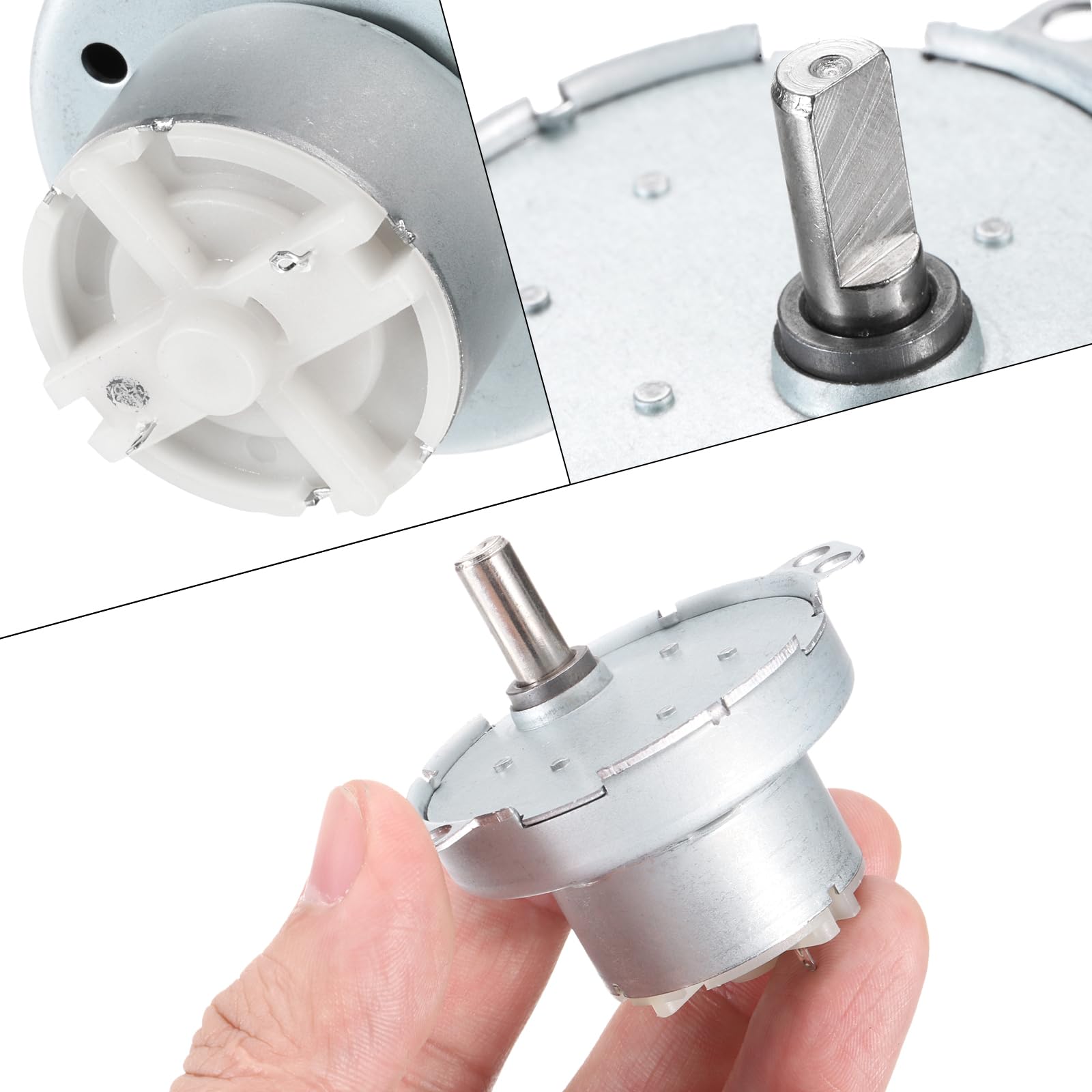 QUARKZMAN Moteur Électrique à Vitesse Lente Js-50T D-Shaft Engrenage, Moteur Électrique 12V Cc 4Rpm Cw/Ccw Moteur à Arbre D Moteur Cc à Couple Élevé pour Support Rotatif d'Imprimante 3D
