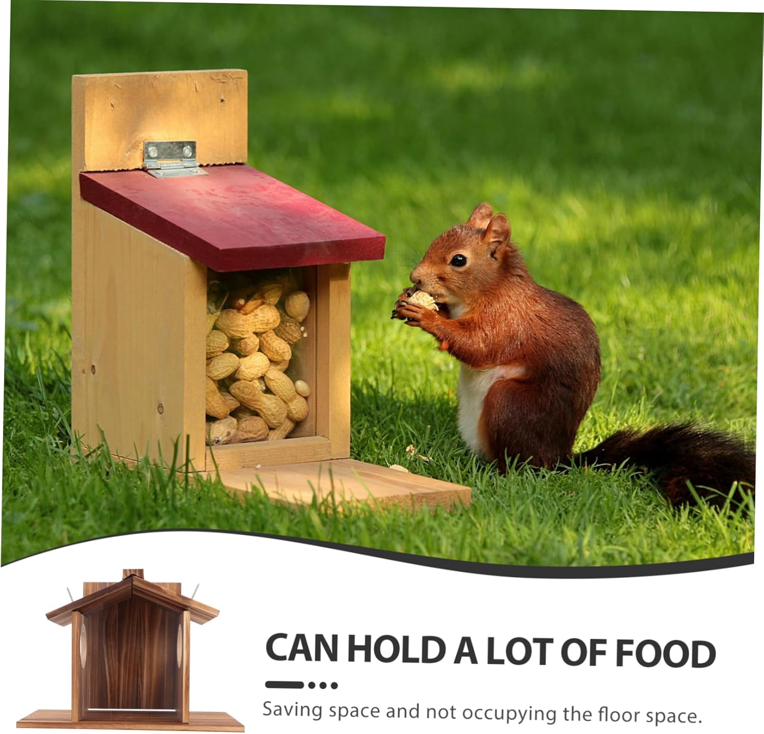 Toyvian Wooden Squirrel Feeder for Outdoor Use Durable Hanging Squirrel House for Backyard Creative Design Feeding Box for Nature Lovers