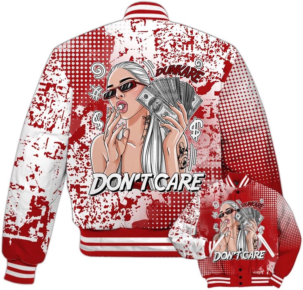 Dunkare Red Taxi 12s Varsity Jacket, Streetwear Varsity Jacket, IDC Unique Glitch Dot Varsity Jacket Unisex
