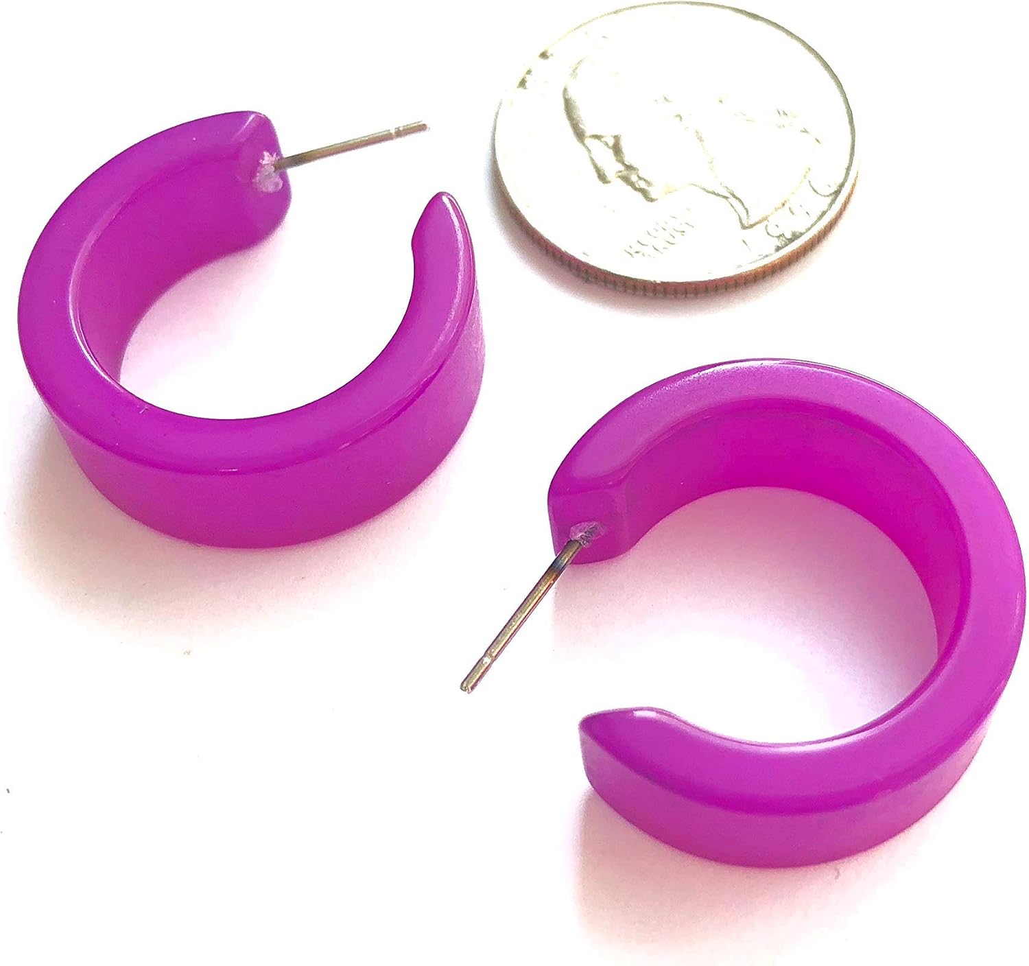Violet Moonglow Lucite Wide Classic Hoop Earrings - WDCL-PU-10