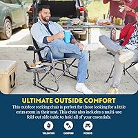 Vista 3 de GCI Outdoor Freestyle Rocker XL con mesa auxiliar Silla de campamento Mecedora plegable portátil con reposabrazos sólidos y duraderos, soporte
