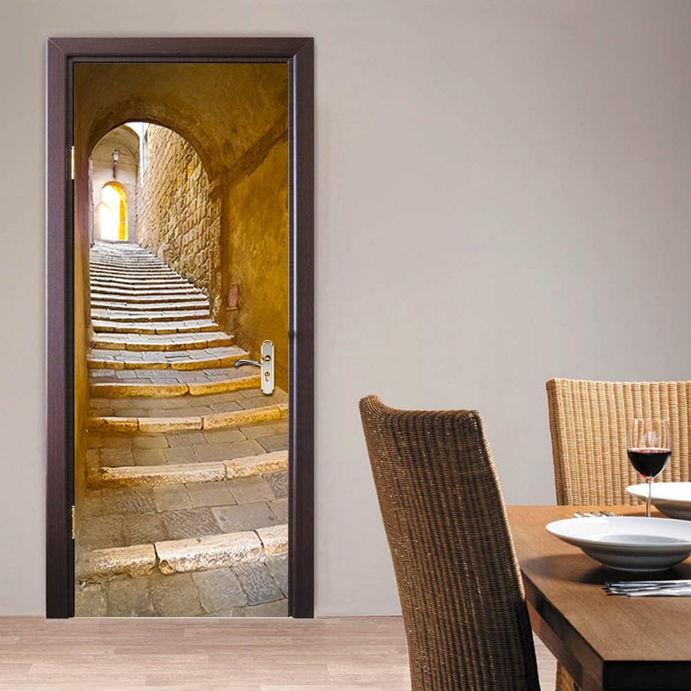 WENQI Waterproof European Stone Step Door Sticker Self-Adhesive DIY Wall Murals Home Decor Art